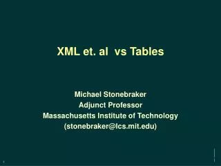 XML et. al vs Tables