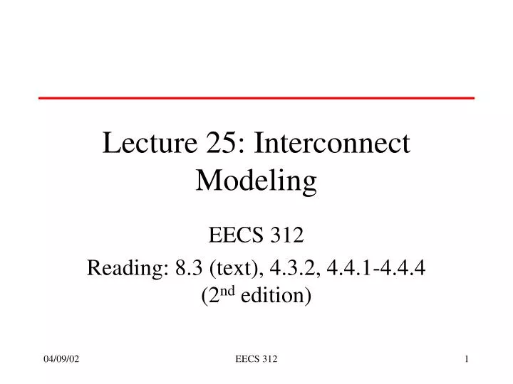 lecture 25 interconnect modeling