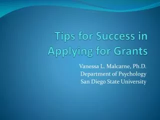 Tips for Success in Applying for Grants