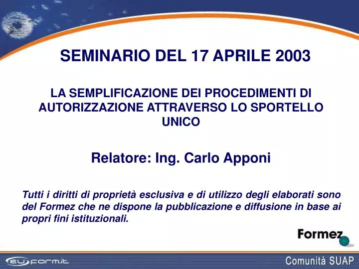 seminario del 17 aprile 2003