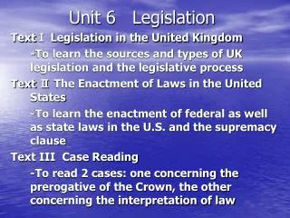 Unit 6 Legislation
