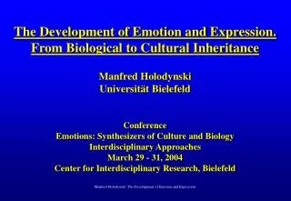 Manfred Holodynski: The Development of Emotion and Expression