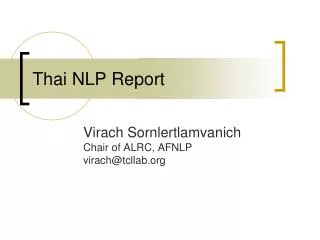 Thai NLP Report