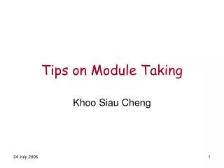 Tips on Module Taking