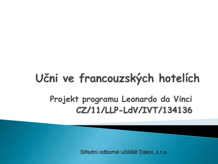 u ni ve francouzsk ch hotel ch