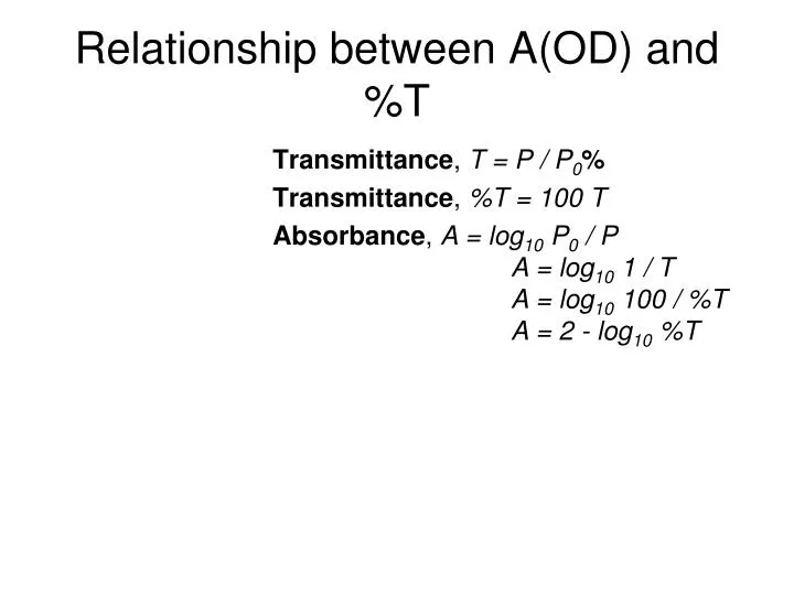 relationship between a od and t
