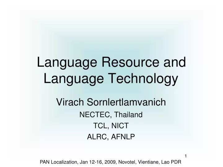 language resource and language technology