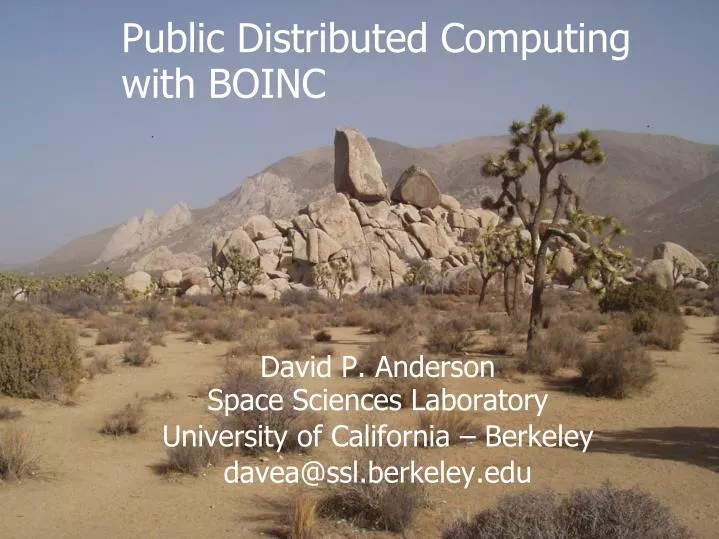 david p anderson space sciences laboratory university of california berkeley davea@ssl berkeley edu