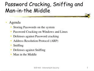 Password Cracking, Sniffing and Man-in-the Middle