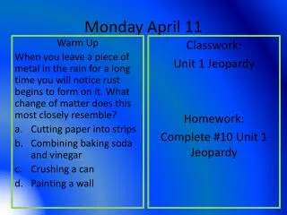 Monday April 11