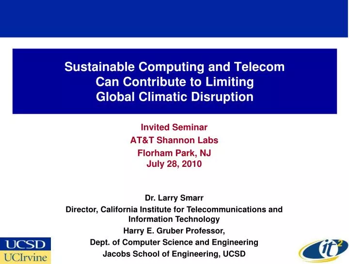 sustainable computing and telecom can contribute to limiting global climatic disruption