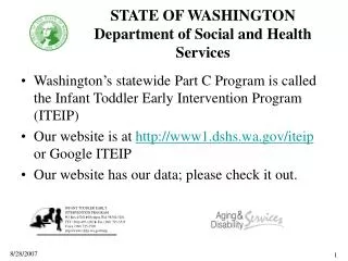 STATE OF WASHINGTON Department of Social and Health Services