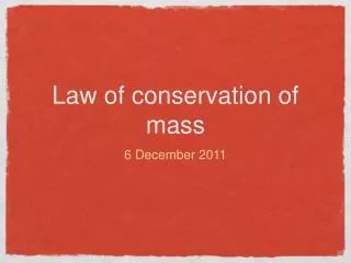 Law of conservation of mass