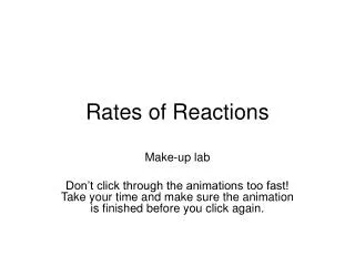 Rates of Reactions