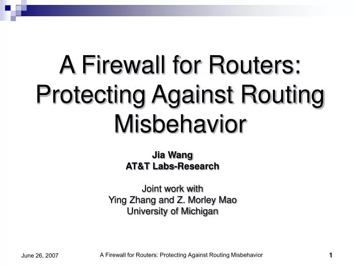 a firewall for routers protecting against routing misbehavior