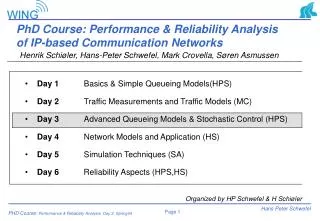 PhD Course: Performance &amp; Reliability Analysis of IP-based Communication Networks
