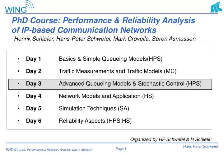 phd course performance reliability analysis of ip based communication networks