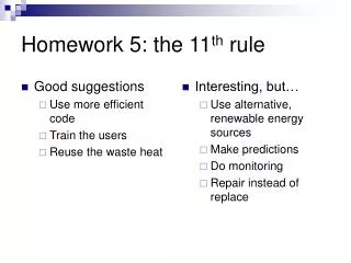 Homework 5: the 11 th rule