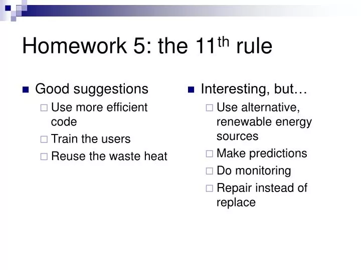 homework 5 the 11 th rule