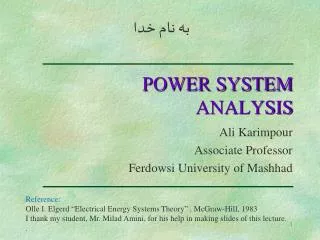 power system analysis