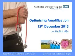 Optimising Amplification 12 th December 2013 Judith Bird MSc