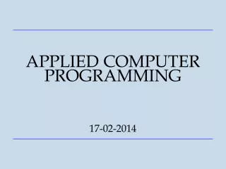 APPLIED COMPUTER PROGRAMMING