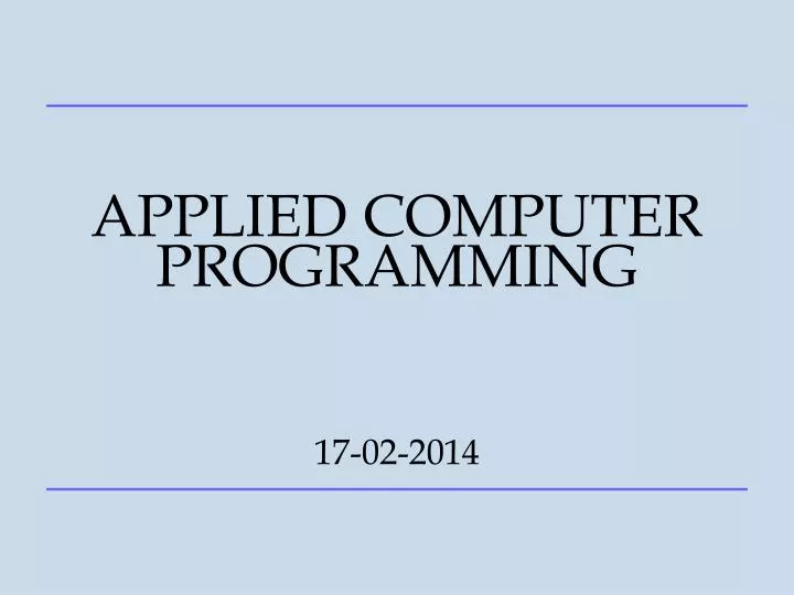 applied computer programming