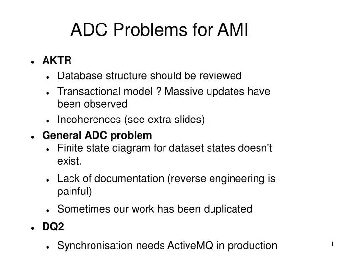 adc problems for ami
