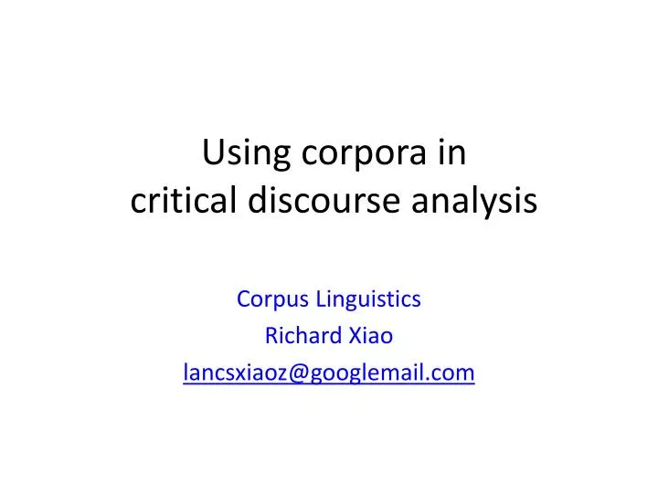 using corpora in critical discourse analysis