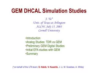 GEM DHCAL Simulation Studies