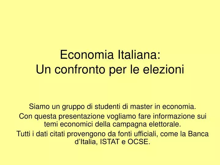 economia italiana un confronto per le elezioni