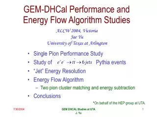 GEM-DHCal Performance and Energy Flow Algorithm Studies