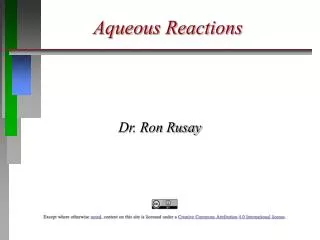 Aqueous Reactions