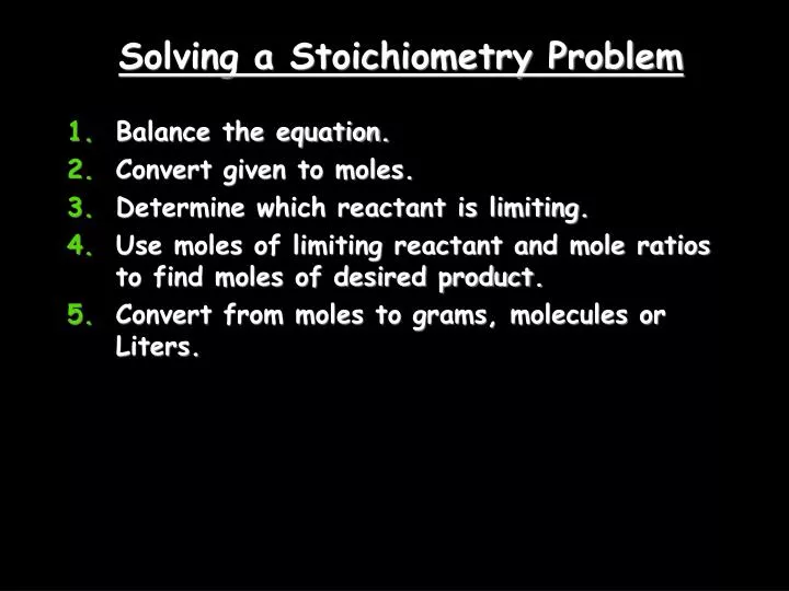 solving a stoichiometry problem
