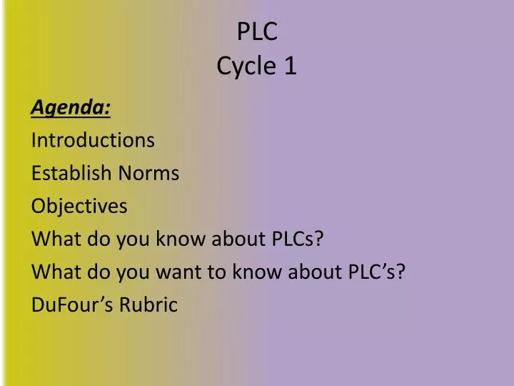 plc cycle 1