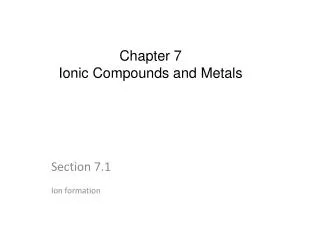 Section 7.1 Ion formation