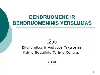 bendruomen ir bendruomeninis verslumas
