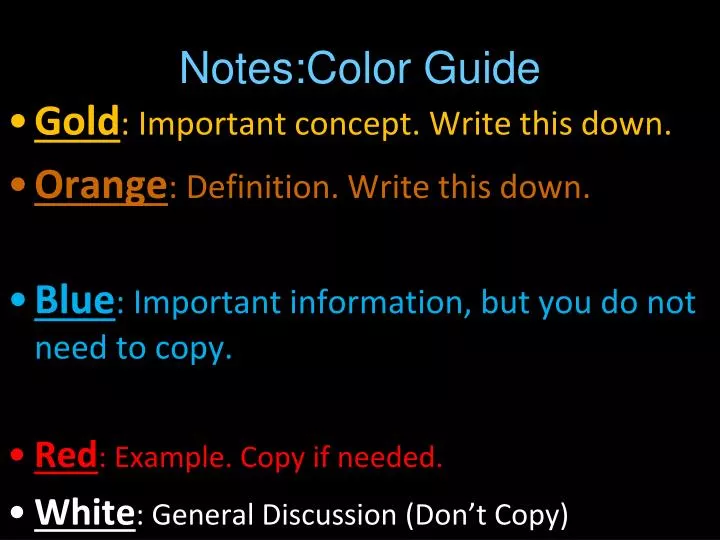 notes color guide