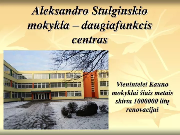 aleksandro stulginskio mokykla daugiafunkcis centras