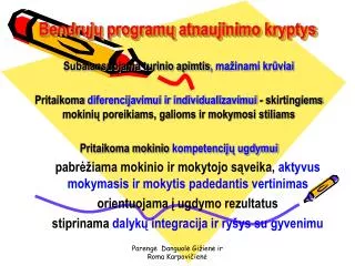 bendr j program atnaujinimo kryptys