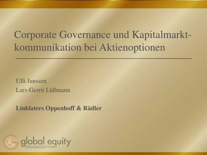 corporate governance und kapitalmarkt kommunikation bei aktienoptionen