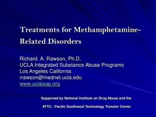 Treatments for Methamphetamine-Related Disorders