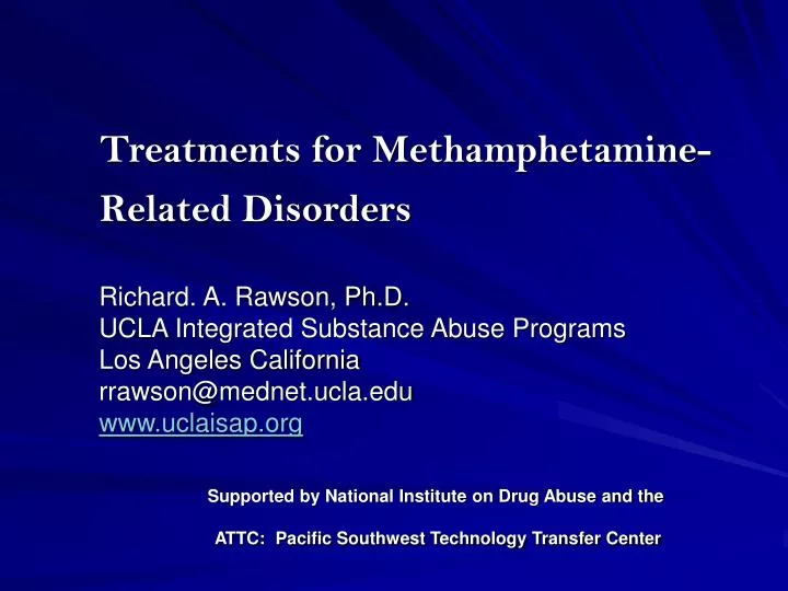 treatments for methamphetamine related disorders