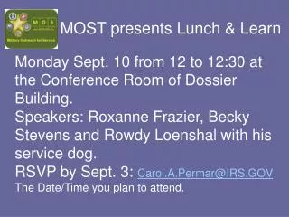 MOST presents Lunch &amp; Learn
