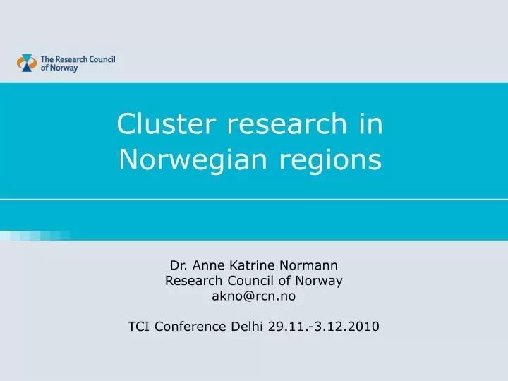 cluster research in norwegian regions