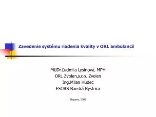 zavedenie syst mu riadenia kvality v orl ambulancii