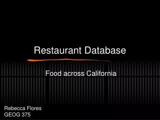 Restaurant Database