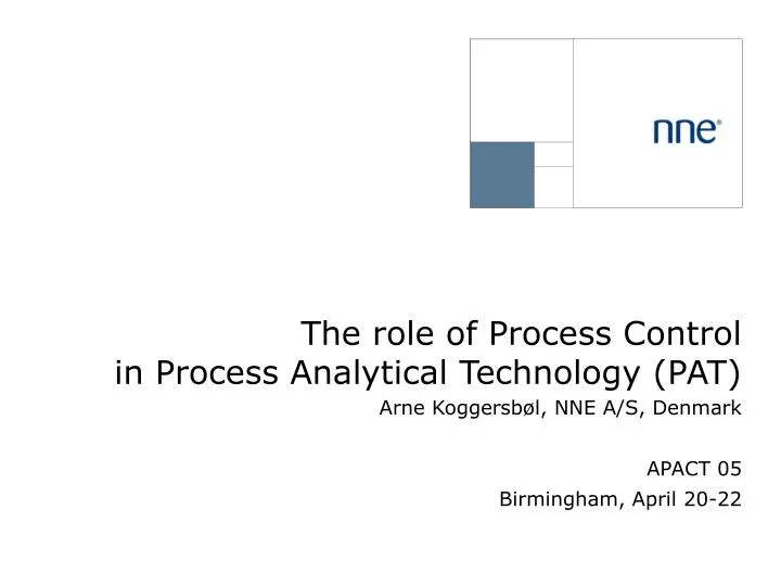 the role of process control in process analytical technology pat