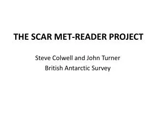 THE SCAR MET-READER PROJECT