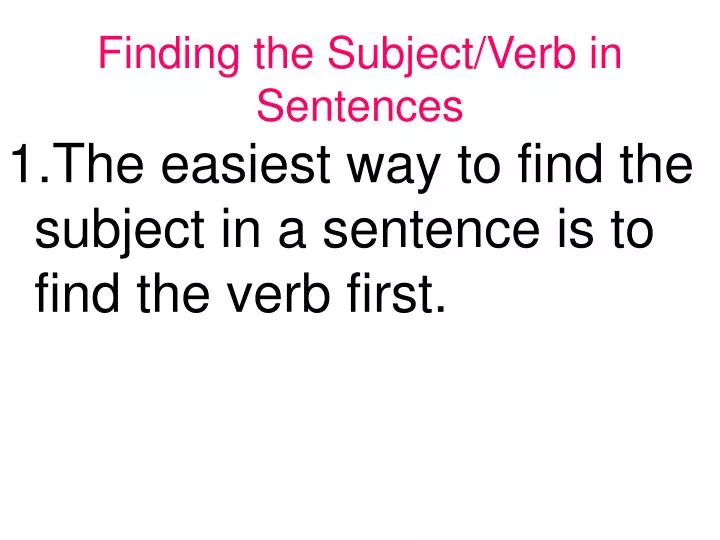 finding the subject verb in sentences